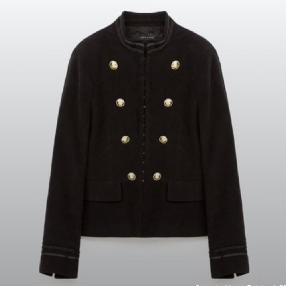 NEW - Zara xs Women’s Black Military-Style Double-Breasted Jacket